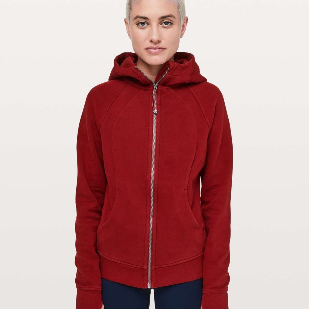 Size 6 Lululemon Scuba Hoodie *Light Cotton Fleece
Dark Sport Red